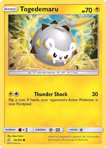 Togedemaru - 74/236 (74/236), SM - Cosmic Eclipse — Pokémon card price