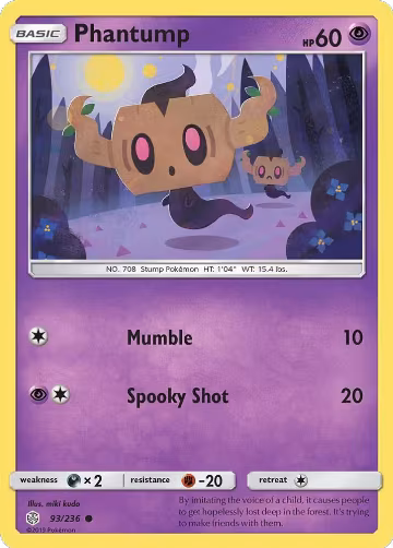Phantump (93/236), SM - Cosmic Eclipse — Pokémon card price