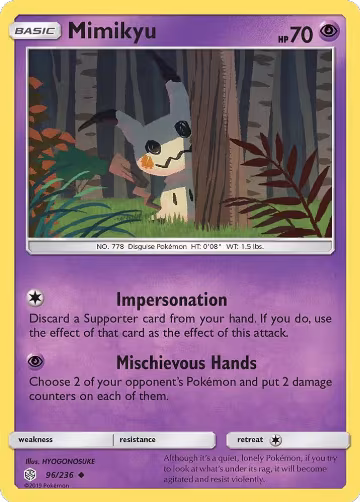 Mimikyu (96) (96/236), SM - Cosmic Eclipse — Pokémon card price
