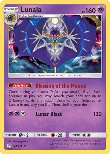 Lunala (102/236), SM - Cosmic Eclipse — Pokémon card price