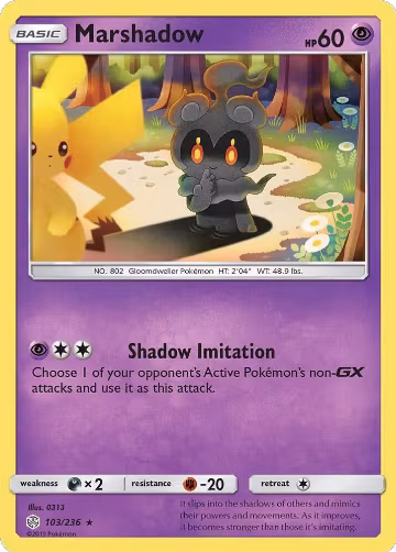 Marshadow (103/236), SM - Cosmic Eclipse — Pokémon card price