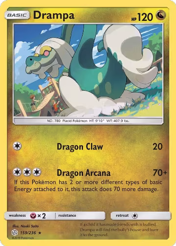 Drampa (159/236), SM - Cosmic Eclipse — Pokémon card price