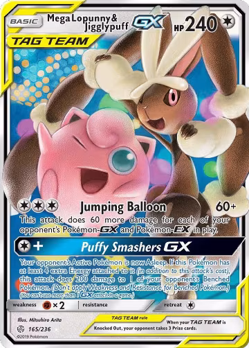 Mega Lopunny & Jigglypuff GX (165/236), SM - Cosmic Eclipse — Pokémon card price