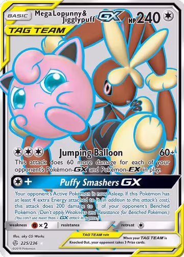 Mega Lopunny & Jigglypuff GX (Full Art) (225/236), SM - Cosmic Eclipse — Pokémon card price
