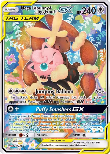 Mega Lopunny & Jigglypuff GX (Alternate Full Art) (226/236), SM - Cosmic Eclipse — Pokémon card price