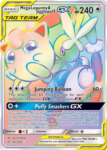 Mega Lopunny & Jigglypuff GX (Secret) (261/236), SM - Cosmic Eclipse — Pokémon card price