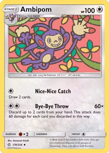 Ambipom (170/236), SM - Cosmic Eclipse — Pokémon card price
