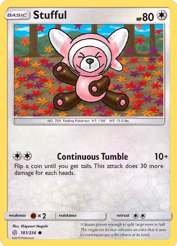 Stufful (181/236), SM - Cosmic Eclipse — Pokémon card price