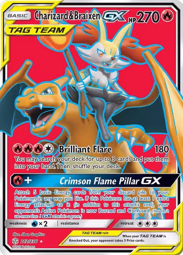 Charizard & Braixen GX (Full Art) (212/236), SM - Cosmic Eclipse — Pokémon card price