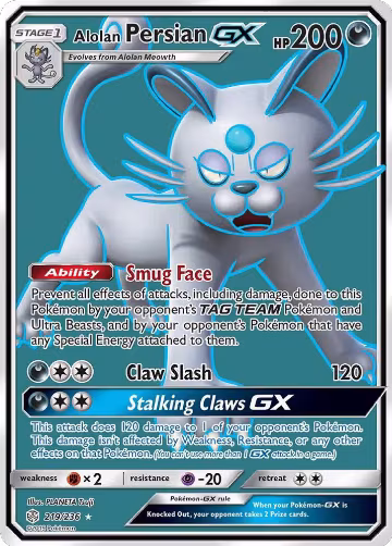 Alolan Persian GX (Full Art) (219/236), SM - Cosmic Eclipse — Pokémon card price