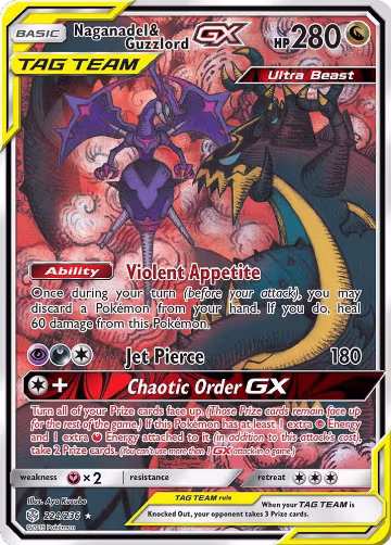 Naganadel & Guzzlord GX (Alternate Full Art) (224/236), SM - Cosmic Eclipse — Pokémon card price