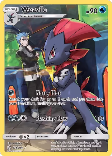 Weavile (Secret) (238/236), SM - Cosmic Eclipse — Pokémon card price