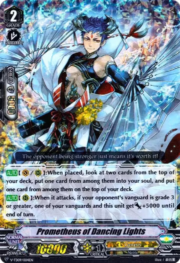 Prometheus of Dancing Lights (RRR Foil) (V-TD09/004EN), V-TD09: Shinemon Nitta — Vanguard card price