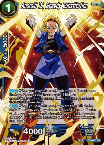 Android 18, Speedy Substitution (BT8-033), Malicious Machinations — DB Super card price