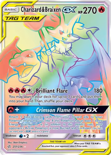 Charizard & Braixen GX (Secret) (251/236), SM - Cosmic Eclipse — Pokémon card price