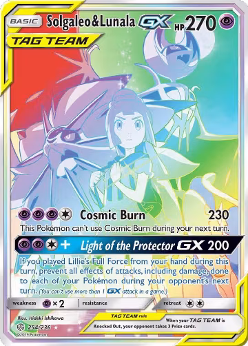 Solgaleo & Lunala GX (Secret) (254/236), SM - Cosmic Eclipse — Pokémon card price