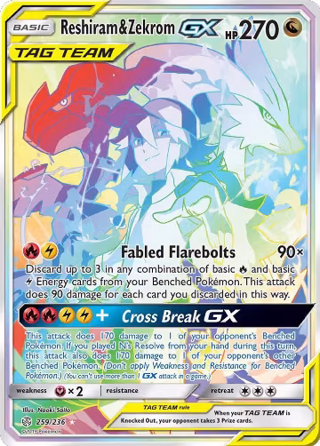 Reshiram & Zekrom GX (Secret) (259/236), SM - Cosmic Eclipse — Pokémon card price