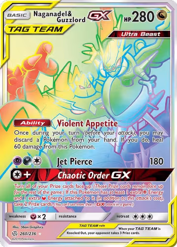 Naganadel & Guzzlord GX (Secret) (260/236), SM - Cosmic Eclipse — Pokémon card price