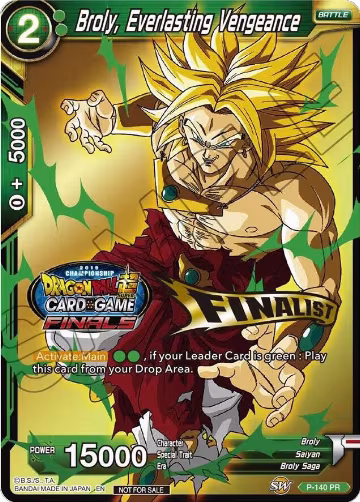 Broly, Everlasting Vengeance (Championship Final 2019) (Finalist) (P-140), Tournament Promotion Cards — DB Super card price