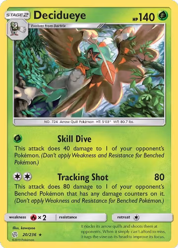 Decidueye (20/236), SM - Cosmic Eclipse — Pokémon card price