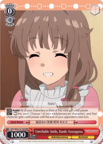 Unreliable Smile, Kaede Azusagawa (RRR) (SBY/W64-TE10R RRR), Rascal Does Not Dream of Bunny Girl Senpai — Weiß Schwarz card price
