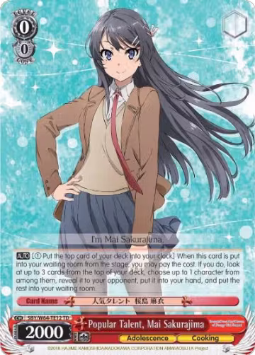 Popular Talent, Mai Sakurajima (SBY/W64-TE12 TD), Rascal Does Not Dream of Bunny Girl Senpai — Weiß Schwarz card price