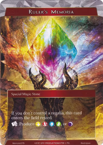 Ruler's Memoria (Memoria075), Alice Origin Memoria Cards — Force of Will card price