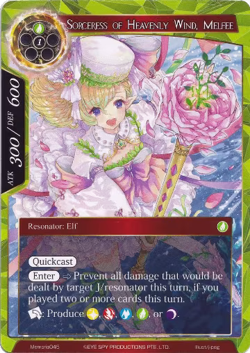 Sorceress of Heavenly Wind, Melfee (Memoria045), Alice Origin Memoria Cards — Force of Will card price