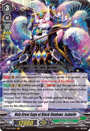 Holy Great Sage of Black Shadows, Isabelle (V-EB10/002EN), V-EB10: The Mysterious Fortune — Vanguard card price