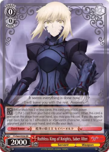 Ruthless King of Knights, Saber Alter (FS/S64-E056 RR), Fate/stay night [Heaven's Feel] — Weiß Schwarz card price