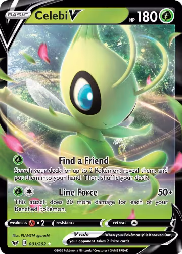 Celebi V (001/202), Sword & Shield Base Set — Pokémon card price