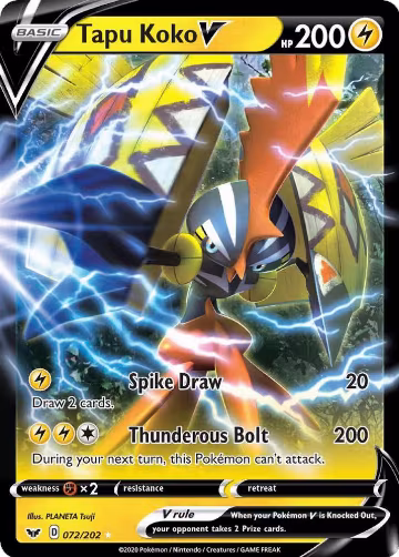 Tapu Koko V (072/202), Sword & Shield Base Set — Pokémon card price