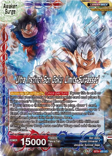 Son Goku // Ultra Instinct Son Goku, Limits Surpassed (BT9-100), Universal Onslaught — DB Super card price