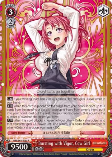 Bursting with Vigor, Cow Girl (GBS/S63-E035 R), Goblin Slayer — Weiß Schwarz card price