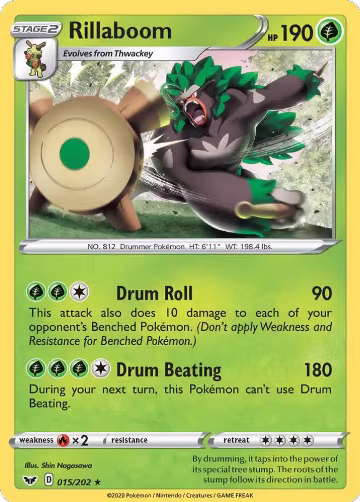 Rillaboom (015) (015/202), Sword & Shield Base Set — Pokémon card price