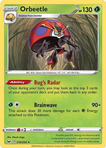 Orbeetle (019/202), Sword & Shield Base Set — Pokémon card price