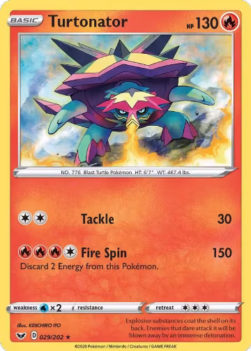Turtonator (029/202), Sword & Shield Base Set — Pokémon card price