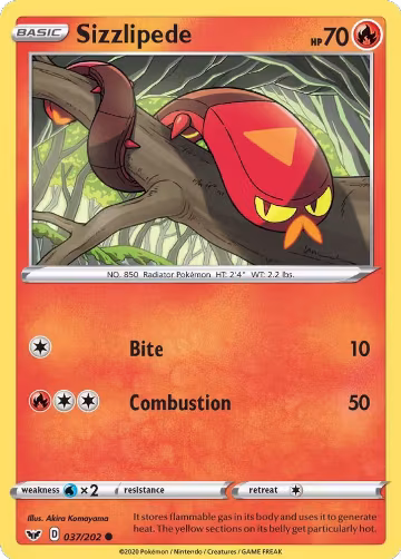 Sizzlipede (037) (037/202), Sword & Shield Base Set — Pokémon card price