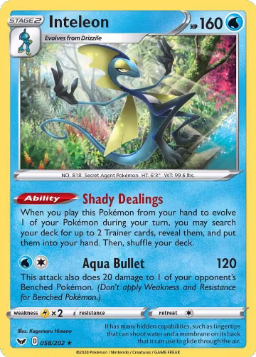 Inteleon (058) (058/202), Sword & Shield Base Set — Pokémon card price