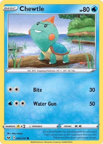 Chewtle (060/202), Sword & Shield Base Set — Pokémon card price