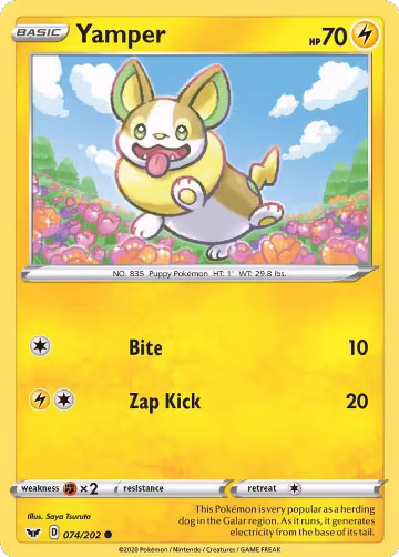 Yamper (074) (074/202), Sword & Shield Base Set — Pokémon card price