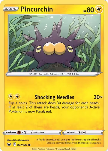 Pincurchin (077/202), Sword & Shield Base Set — Pokémon card price
