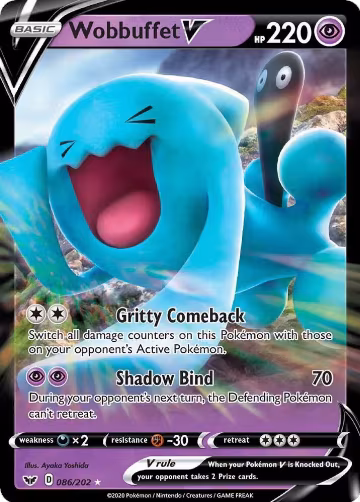 Wobbuffet V (086/202), Sword & Shield Base Set — Pokémon card price