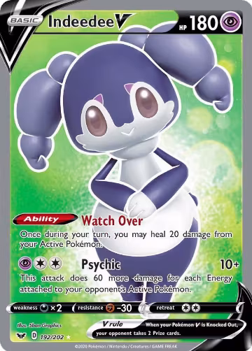 Indeedee V (Full Art) (192/202), Sword & Shield Base Set — Pokémon card price