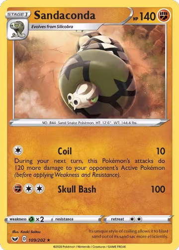 Sandaconda (109) (109/202), Sword & Shield Base Set — Pokémon card price