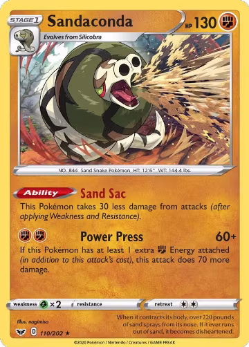 Sandaconda (110) (110/202), Sword & Shield Base Set — Pokémon card price