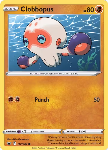 Clobbopus (112) (112/202), Sword & Shield Base Set — Pokémon card price