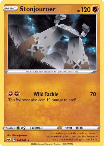 Stonjourner (114/202), Sword & Shield Base Set — Pokémon card price
