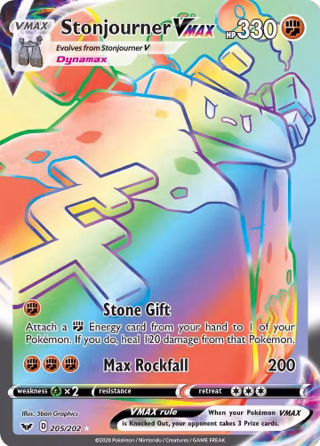 Stonjourner VMAX (Secret) (205/202), Sword & Shield Base Set — Pokémon card price