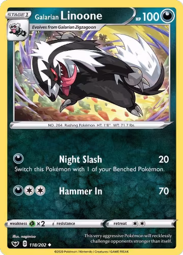 Galarian Linoone (118/202), Sword & Shield Base Set — Pokémon card price